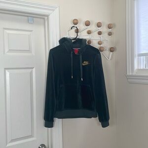 Nike - Velour Athletic Hoodie - Dark Green - Small